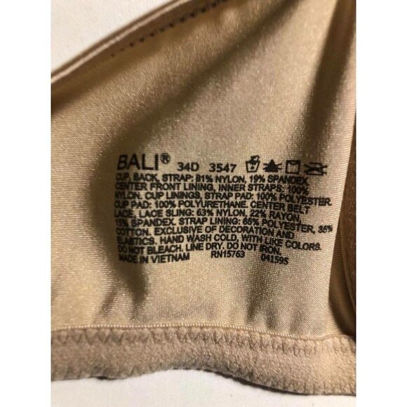 🛒 $6 - Bali 3457 Full Coverage T-Shirt Bra 34D Beige #3304-3 - Picture 2 of 3
